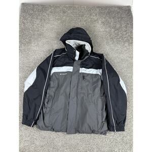 Columbia Jacket Mens Large Gray Black Interchange Waterproof Hooded Parka Coat